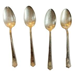 4 VTG Wm Rogers Silver Plate Soup Spoons Sectional Heavy Triple Plate Flatware